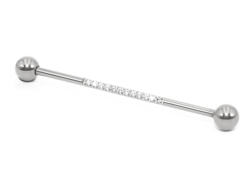 Premium Barbell mit Kristallen Mitte