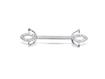 Jewelled lotus flower Nipple Barbell