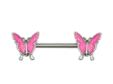 Pink Butterlfy Nipple Barbell
