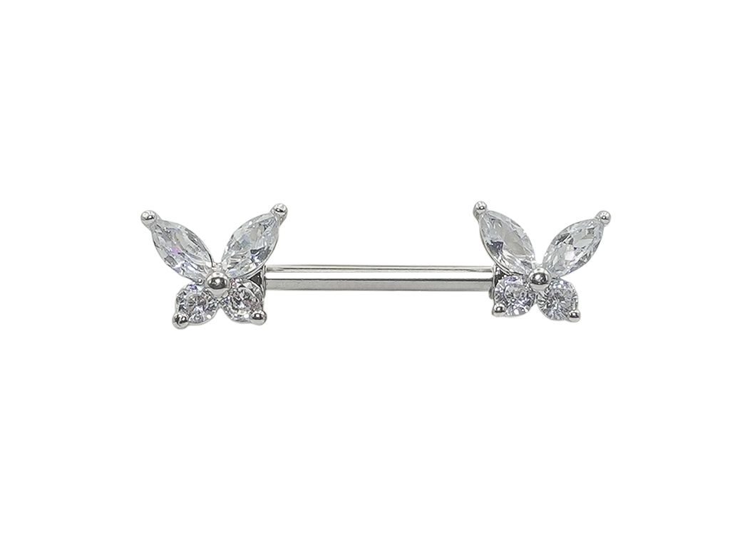 Jewelled Butterlfy Nipple Barbell
